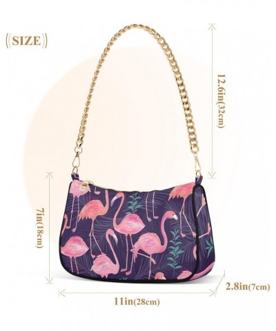 Small Chain Shoulder Bag for Women Tropical Flamingos Hobo Handbags Tote Clutch Bag Ladies Crossbody Bag Purse with Zipper $1...