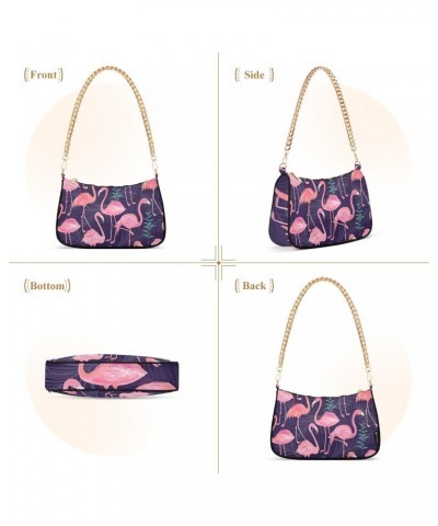 Small Chain Shoulder Bag for Women Tropical Flamingos Hobo Handbags Tote Clutch Bag Ladies Crossbody Bag Purse with Zipper $1...