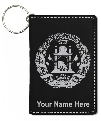 ID Holder Wallet, Flag of Afghanistan, Personalized Engraving Included (Light Brown) Black with Silver $15.39 Wallets