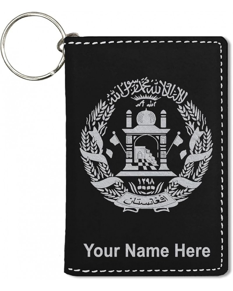 ID Holder Wallet, Flag of Afghanistan, Personalized Engraving Included (Light Brown) Black with Silver $15.39 Wallets