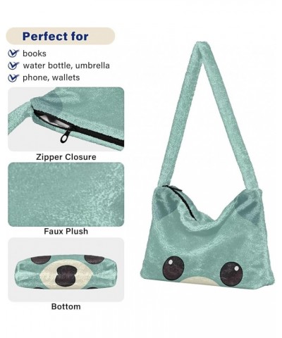 Ocean Starfish Plush Underarm Bag, Tote Handbag, Womens Outdoor Bag Green Cute Bear $14.49 Totes