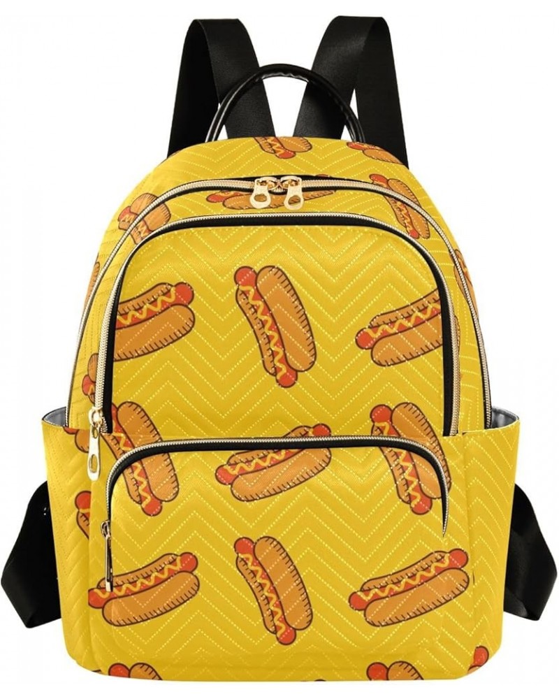 Women's Medium Fashion Backpack Cartoon Hot Dogs Print Ladies Travel Daypack Aesthetic Shoulder Bag 10.2×5.1×12.5 IN $19.43 B...