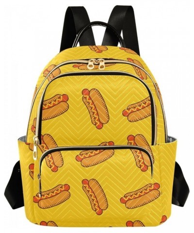 Women's Medium Fashion Backpack Cartoon Hot Dogs Print Ladies Travel Daypack Aesthetic Shoulder Bag 10.2×5.1×12.5 IN $19.43 B...