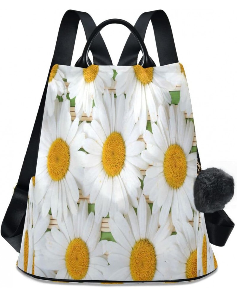 Women's Fashion Backpack Purses Handbags White Daisy Shoulder Bag Travel bag $19.68 Backpacks