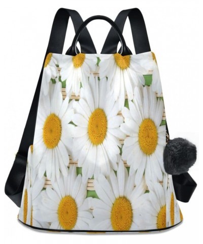 Women's Fashion Backpack Purses Handbags White Daisy Shoulder Bag Travel bag $19.68 Backpacks