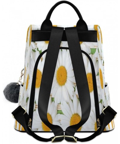 Women's Fashion Backpack Purses Handbags White Daisy Shoulder Bag Travel bag $19.68 Backpacks