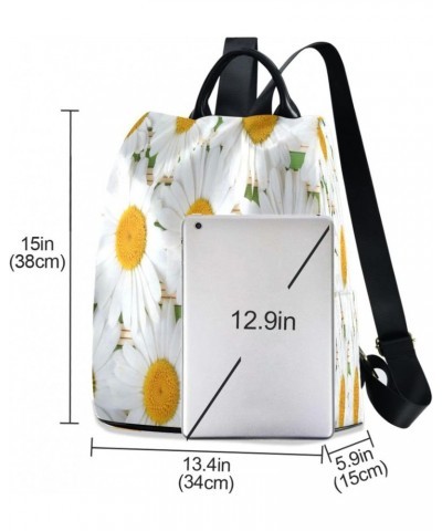 Women's Fashion Backpack Purses Handbags White Daisy Shoulder Bag Travel bag $19.68 Backpacks