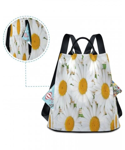 Women's Fashion Backpack Purses Handbags White Daisy Shoulder Bag Travel bag $19.68 Backpacks