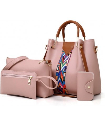 Women Handbag Set 4 in 1 Soft PU Leather Top Handle Bag, Tote Bag, Shoulder Bags Crossbody Bag Wallet Purse Set Pink $22.39 T...