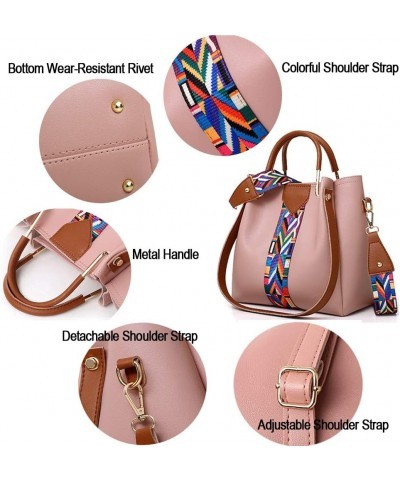 Women Handbag Set 4 in 1 Soft PU Leather Top Handle Bag, Tote Bag, Shoulder Bags Crossbody Bag Wallet Purse Set Pink $22.39 T...