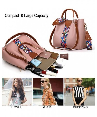 Women Handbag Set 4 in 1 Soft PU Leather Top Handle Bag, Tote Bag, Shoulder Bags Crossbody Bag Wallet Purse Set Pink $22.39 T...