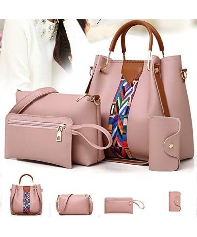 Women Handbag Set 4 in 1 Soft PU Leather Top Handle Bag, Tote Bag, Shoulder Bags Crossbody Bag Wallet Purse Set Pink $22.39 T...