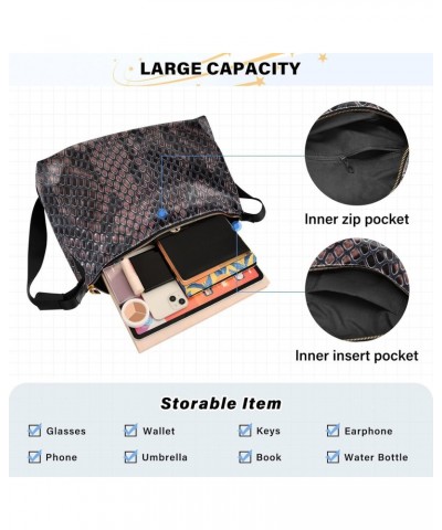 Women Boho Bag Fancy Snakeskin Luxury Brown Shoulder Bag PU Leather Pouch Crossbody Bag Large Tote Handbag For Quick Getaway ...