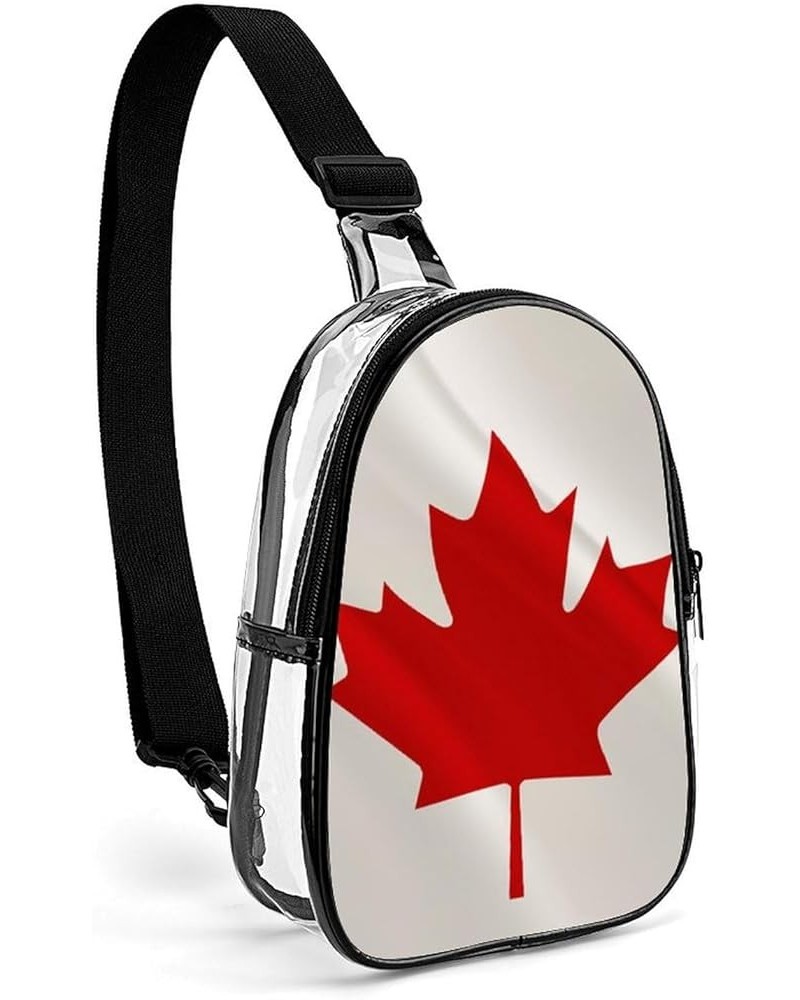 Clear PVC Sling Bag - Stadium Approved Clear Shoulder Crossbody Backpack Compatible with Maple Leaf Flag Canada Pattern (993)...