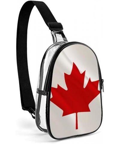 Clear PVC Sling Bag - Stadium Approved Clear Shoulder Crossbody Backpack Compatible with Maple Leaf Flag Canada Pattern (993)...