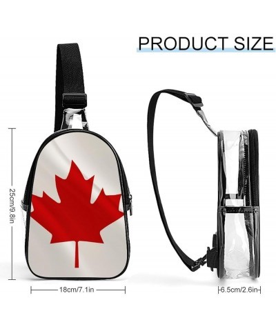 Clear PVC Sling Bag - Stadium Approved Clear Shoulder Crossbody Backpack Compatible with Maple Leaf Flag Canada Pattern (993)...