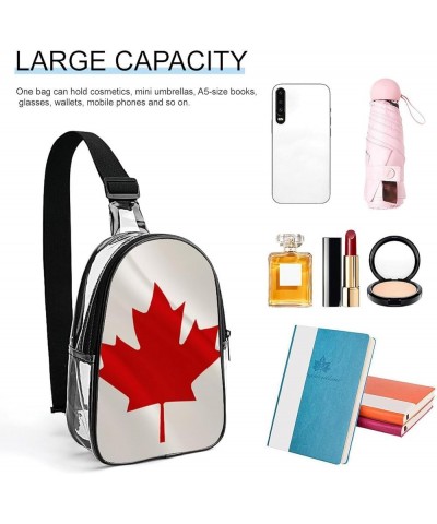 Clear PVC Sling Bag - Stadium Approved Clear Shoulder Crossbody Backpack Compatible with Maple Leaf Flag Canada Pattern (993)...