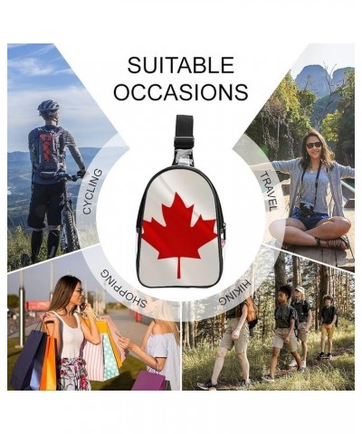 Clear PVC Sling Bag - Stadium Approved Clear Shoulder Crossbody Backpack Compatible with Maple Leaf Flag Canada Pattern (993)...