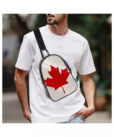 Clear PVC Sling Bag - Stadium Approved Clear Shoulder Crossbody Backpack Compatible with Maple Leaf Flag Canada Pattern (993)...