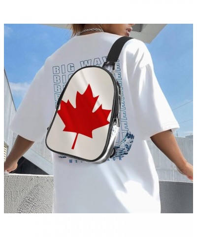 Clear PVC Sling Bag - Stadium Approved Clear Shoulder Crossbody Backpack Compatible with Maple Leaf Flag Canada Pattern (993)...