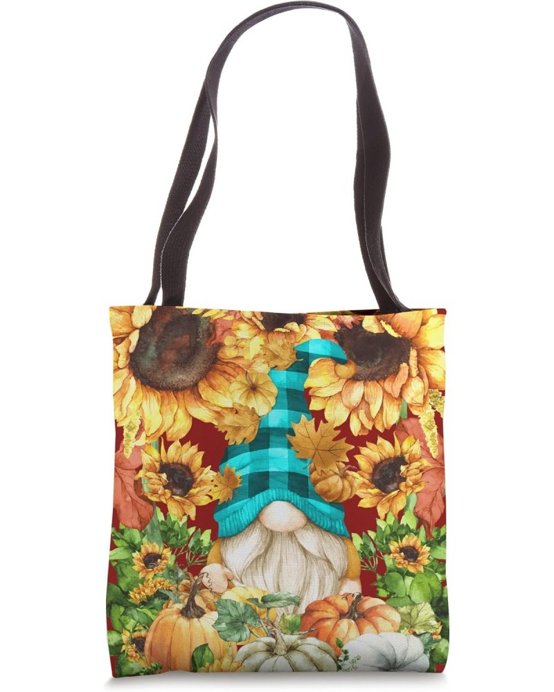 Sunflower Pattern Autumn Gnome For Women Pumpkin Fall Yall Tote Bag $17.10 Totes