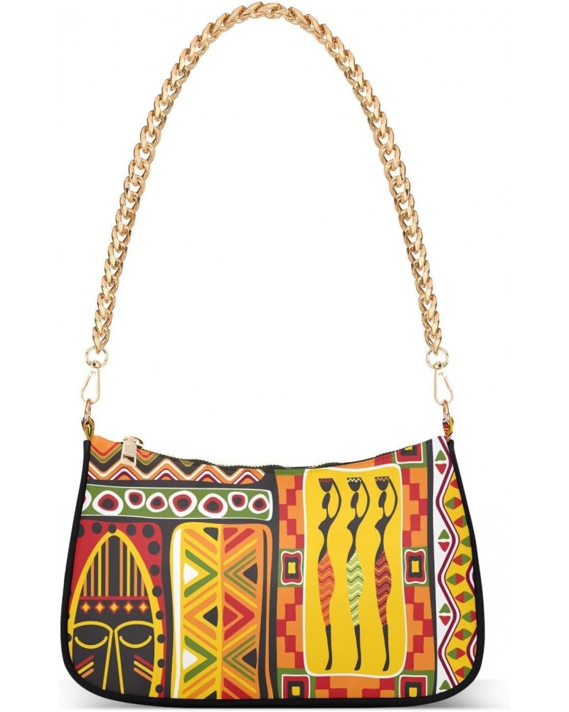 African Design Shoulder Bag for Women Small Purse Shoulder Evening Purse Underarm Bag with Chain Strap for Mum Women $14.70 S...