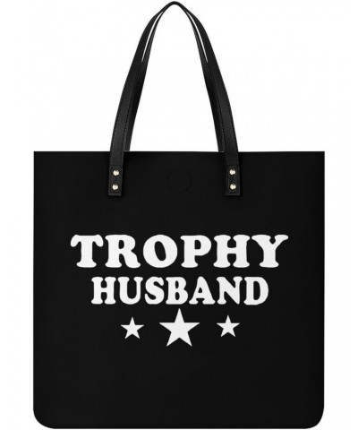 Trophy Husband PU Leather Tote Bag Top Handle Satchel Handbags Shoulder Bags for Women Men $19.33 Handbags