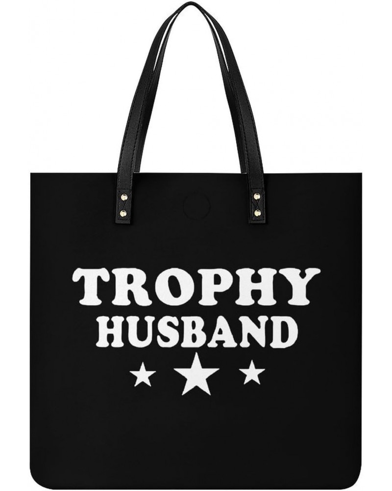 Trophy Husband PU Leather Tote Bag Top Handle Satchel Handbags Shoulder Bags for Women Men $19.33 Handbags