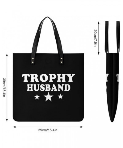 Trophy Husband PU Leather Tote Bag Top Handle Satchel Handbags Shoulder Bags for Women Men $19.33 Handbags