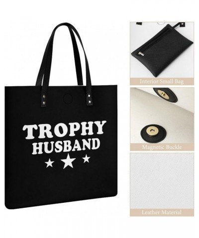 Trophy Husband PU Leather Tote Bag Top Handle Satchel Handbags Shoulder Bags for Women Men $19.33 Handbags