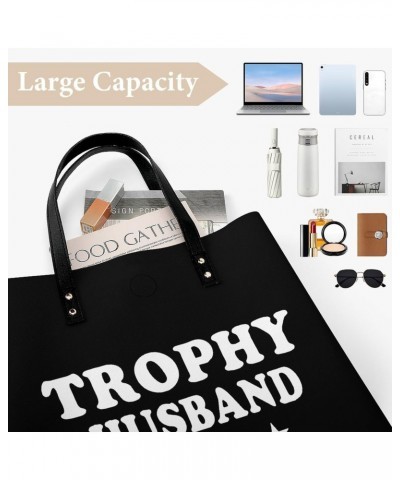 Trophy Husband PU Leather Tote Bag Top Handle Satchel Handbags Shoulder Bags for Women Men $19.33 Handbags