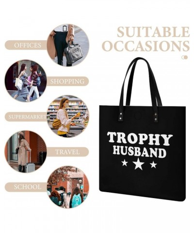 Trophy Husband PU Leather Tote Bag Top Handle Satchel Handbags Shoulder Bags for Women Men $19.33 Handbags