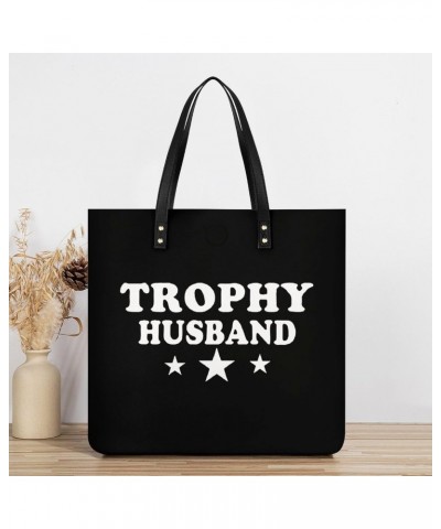 Trophy Husband PU Leather Tote Bag Top Handle Satchel Handbags Shoulder Bags for Women Men $19.33 Handbags