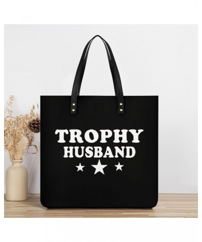 Trophy Husband PU Leather Tote Bag Top Handle Satchel Handbags Shoulder Bags for Women Men $19.33 Handbags