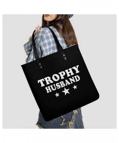 Trophy Husband PU Leather Tote Bag Top Handle Satchel Handbags Shoulder Bags for Women Men $19.33 Handbags