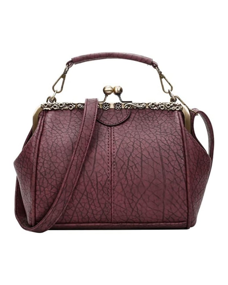 Women Bag Party Wedding Banquet PU Vintage Clutch Evening Crossbody Handbag Shoulder Tote Bag Dark Red $16.58 Evening Bags