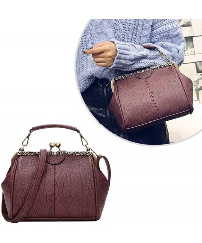 Women Bag Party Wedding Banquet PU Vintage Clutch Evening Crossbody Handbag Shoulder Tote Bag Dark Red $16.58 Evening Bags