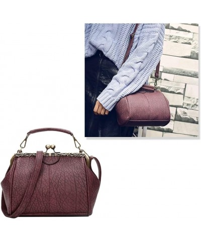 Women Bag Party Wedding Banquet PU Vintage Clutch Evening Crossbody Handbag Shoulder Tote Bag Dark Red $16.58 Evening Bags