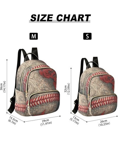 Women's Small Fashion Backpack Oriental Style Baseball Print Ladies Travel Daypack Aesthetic Shoulder Bag 10.2×5.1×12.5 IN $1...