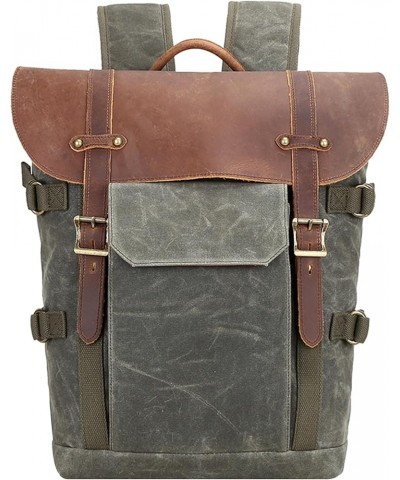 Men's Camera Backpack Waxed Canvas Bookbag Large Capacity Shoulder Bag Casual Daypacks for Travel Outdoors (Grey) Green $57.3...