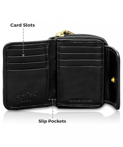 eské Medina - Tri-Fold Mini Wallet - Genuine Quilted Leather - RFID Blocking - Holds Cards, Coins and Bills - Compact Design ...