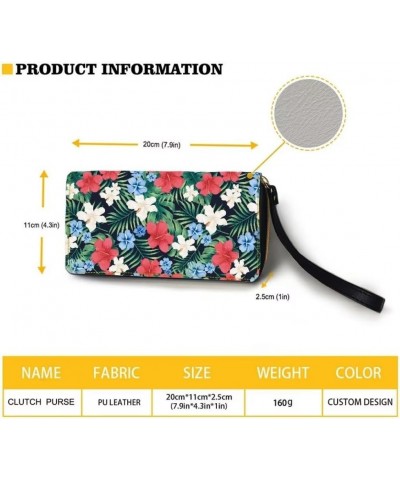 Women Wallet Novelty Black Rabbit Strawberry Daisy Print Soft Clutch Leather Pu Wallet Purse With Wristlet Zipper Around Wall...