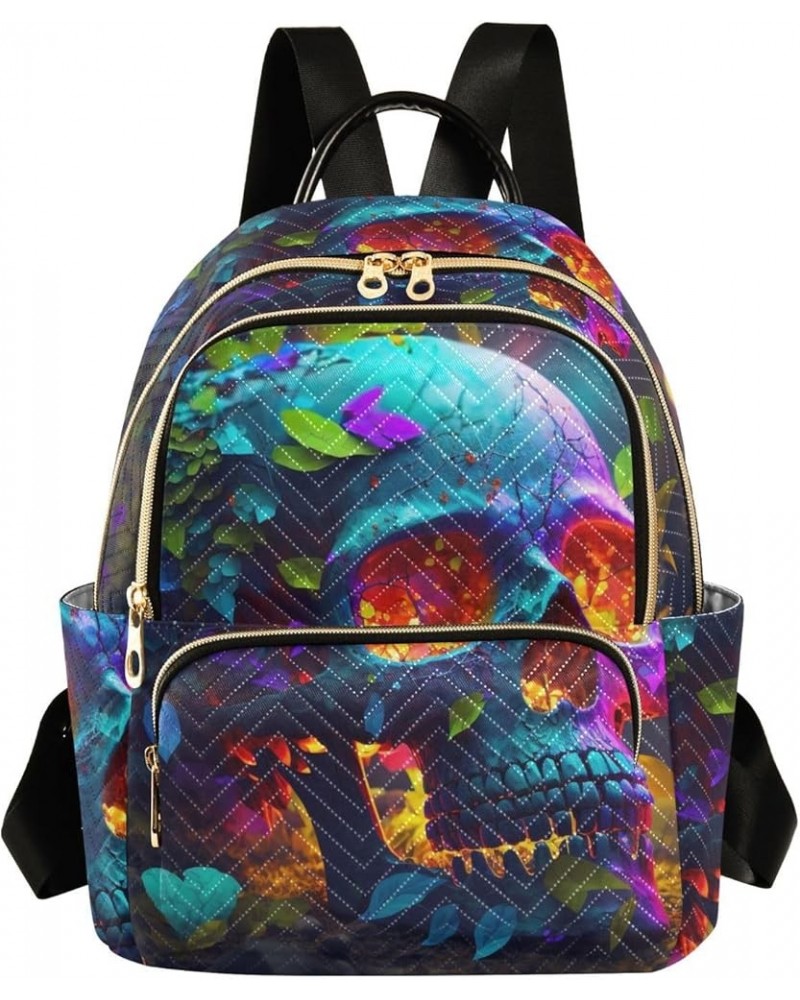 Women's Medium Fashion Backpack Forest Skull Print Ladies Travel Daypack Aesthetic Shoulder Bag 10.2×5.1×12.5 IN $20.51 Backp...