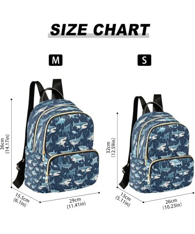 Painting Fish Shark Blue Women Backpack Purse Ladies Fashion Shoulder Bag Daypack Travel Bag 7.5L Medium $13.02 Backpacks