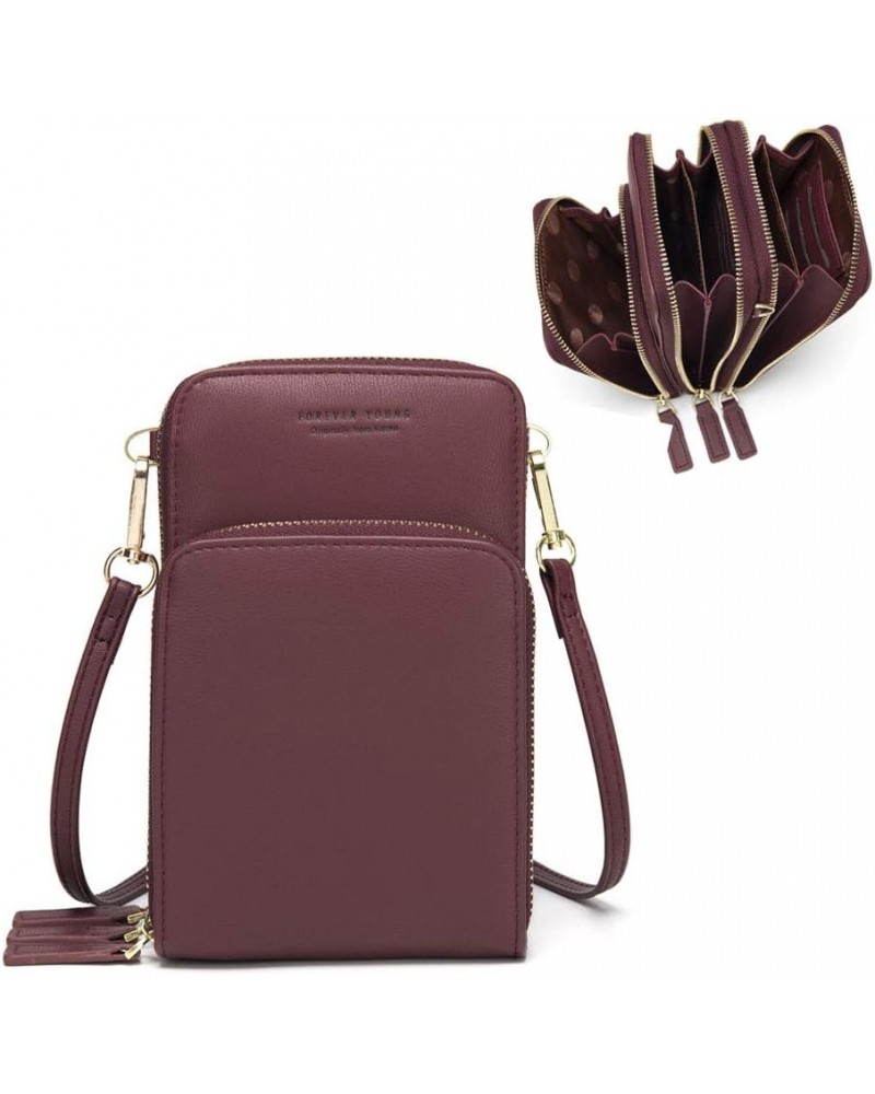 Small Crossbody Cell Phone Bag for Women, Mini Over Shoulder Handbag Purse with Credit Card Slots A-burgundy $10.75 Crossbody...