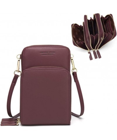 Small Crossbody Cell Phone Bag for Women, Mini Over Shoulder Handbag Purse with Credit Card Slots A-burgundy $10.75 Crossbody...