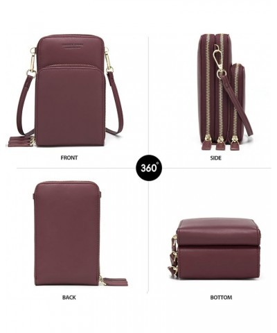 Small Crossbody Cell Phone Bag for Women, Mini Over Shoulder Handbag Purse with Credit Card Slots A-burgundy $10.75 Crossbody...