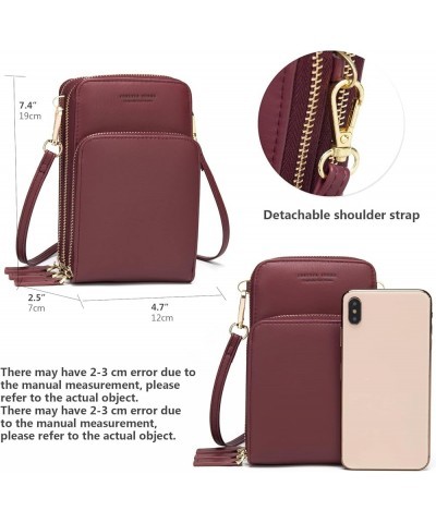 Small Crossbody Cell Phone Bag for Women, Mini Over Shoulder Handbag Purse with Credit Card Slots A-burgundy $10.75 Crossbody...