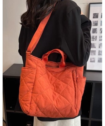 Quilted Tote Bag for Women Puff Hobo Handbag Lightweight Crossbody Bag Padding Shoulder Bag Satchel Travel Bag 2024 Orange $1...