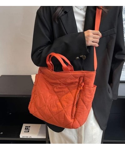 Quilted Tote Bag for Women Puff Hobo Handbag Lightweight Crossbody Bag Padding Shoulder Bag Satchel Travel Bag 2024 Orange $1...